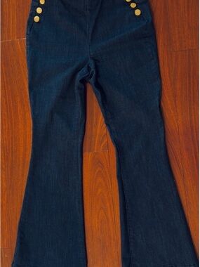 INC International Concepts Dark Indigo Pull-On Flare Jeans